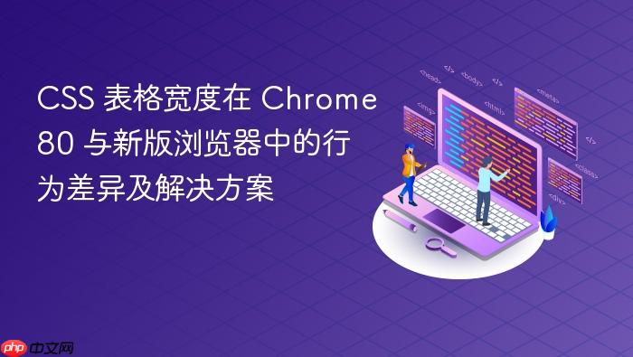 CSS 表格宽度在 Chrome 80 与新版浏览器中的行为差异及解决方案