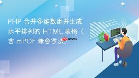 PHP 合并多维数组并生成水平排列的 HTML 表格(含 mPDF 兼容写法)
