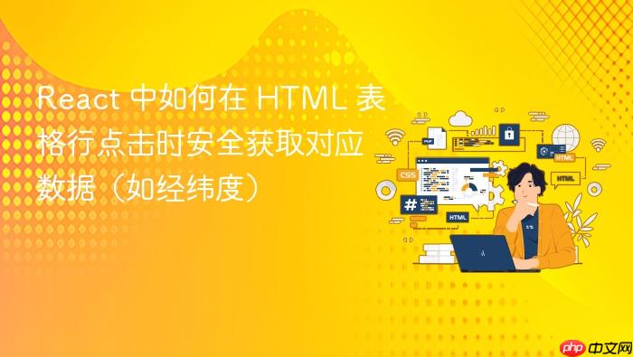 React 中如何在 HTML 表格行点击时安全获取对应数据(如经纬度)