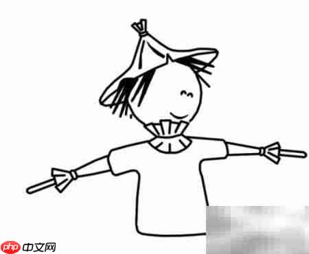 卡通稻草人简笔画教程