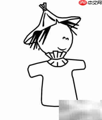 卡通稻草人简笔画教程