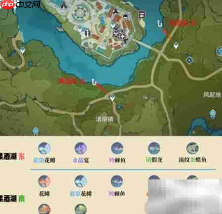 原神2.1蒙德钓鱼点位置