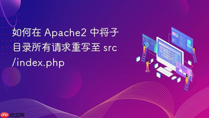 如何在 Apache2 中将子目录所有请求重写至 src/index.php