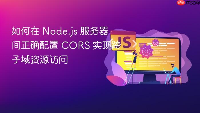 如何在 Node.js 服务器间正确配置 CORS 实现跨子域资源访问