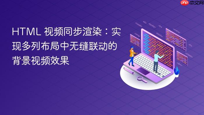 HTML 视频同步渲染:实现多列布局中无缝联动的背景视频效果