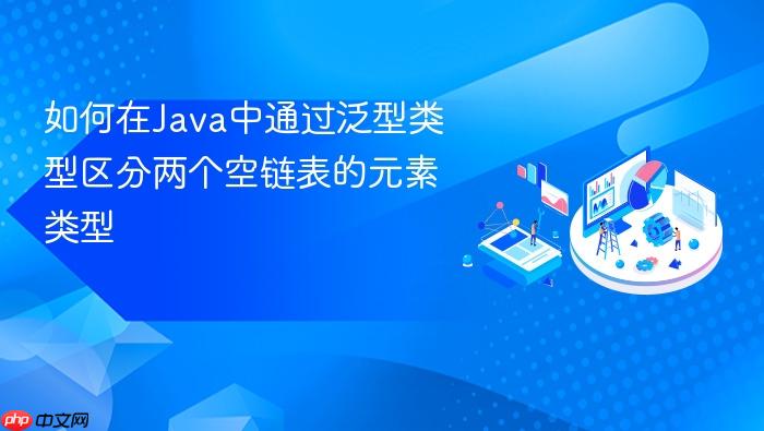如何在Java中通过泛型类型区分两个空链表的元素类型
