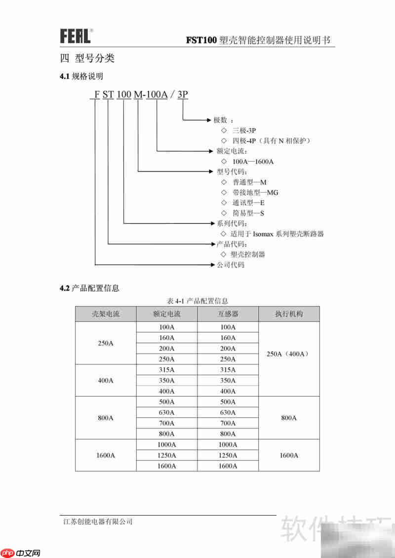FST100塑壳控制器使用指南