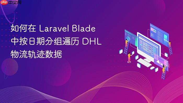 如何在 Laravel Blade 中按日期分组遍历 DHL 物流轨迹数据