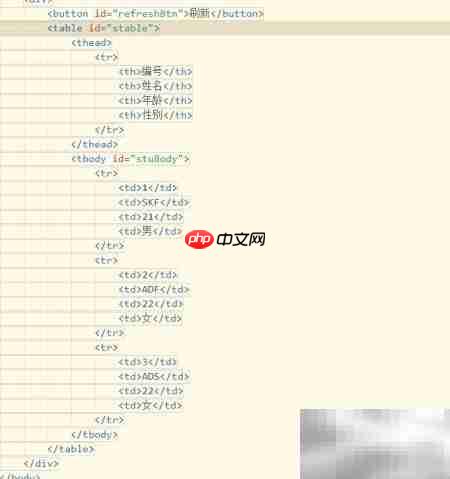 jQuery刷新表格方法