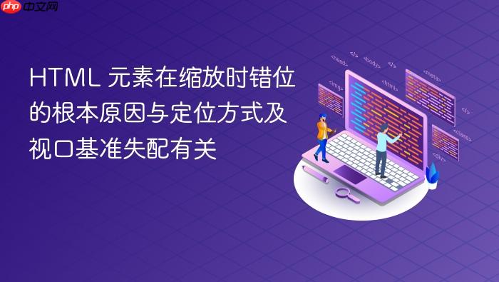 HTML 元素在缩放时错位的根本原因与定位方式及视口基准失配有关