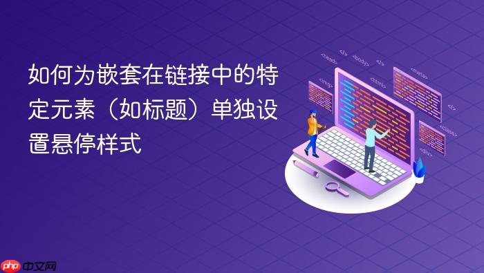 如何为嵌套在链接中的特定元素(如标题)单独设置悬停样式