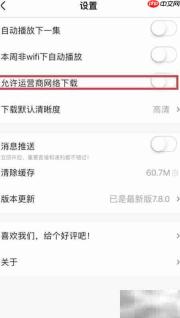 央视影音禁用运营商网络下载设置