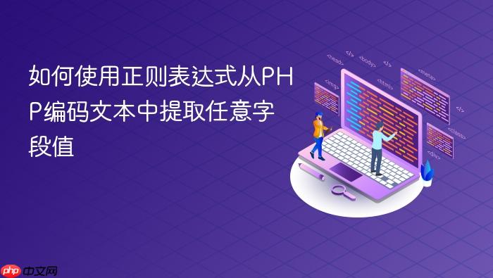 如何使用正则表达式从PHP编码文本中提取任意字段值