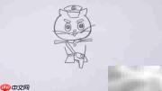 黑猫警长简笔画教程