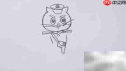 黑猫警长简笔画教程