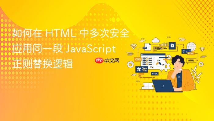 如何在 HTML 中多次安全应用同一段 JavaScript 正则替换逻辑