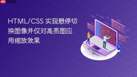 HTML/CSS 实现悬停切换图像并仅对高亮图应用缩放效果
