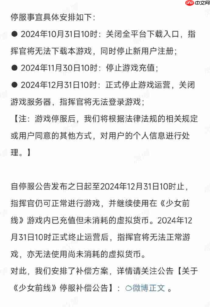 《少女前线》国服即将停服!