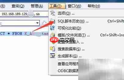 sqldbx查看脚本历史方法