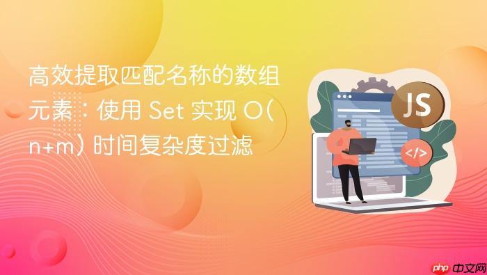 高效提取匹配名称的数组元素：使用 Set 实现 O(n+m) 时间复杂度过滤
