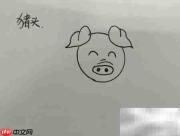 猪头简笔画：笨蛋猪头简单画法
