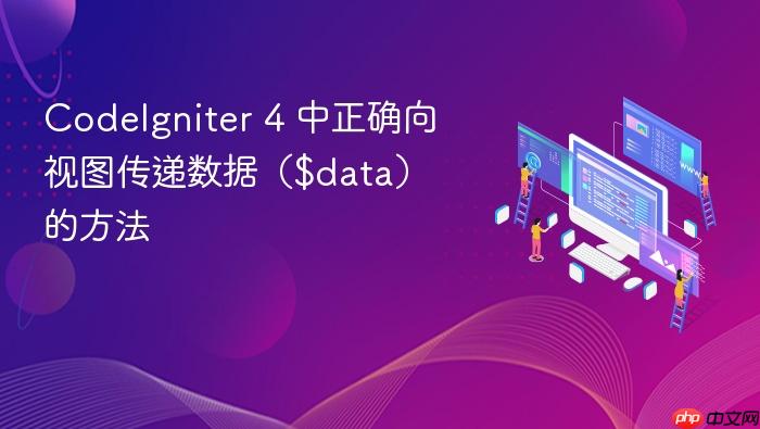 CodeIgniter 4 中正确向视图传递数据($data)的方法