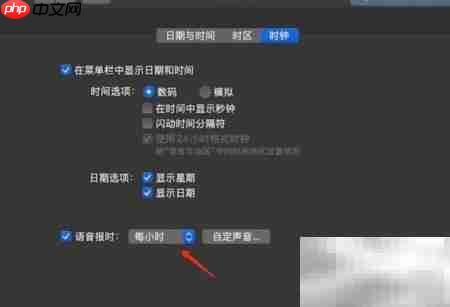 苹果电脑开启语音报时方法