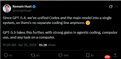 OpenAI终止Codex独立产品线并将其全面并入GPT-5.5
