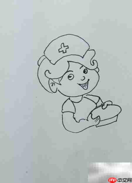快乐工作的小护士简笔画