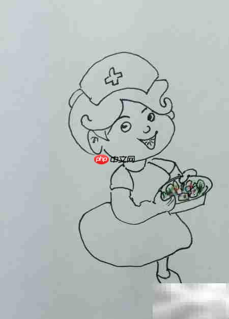 快乐工作的小护士简笔画