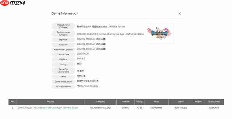 NS2版《勇者斗恶龙11s》在中国台湾获评级 或将推出升级版!