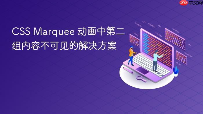 CSS Marquee 动画中第二组内容不可见的解决方案