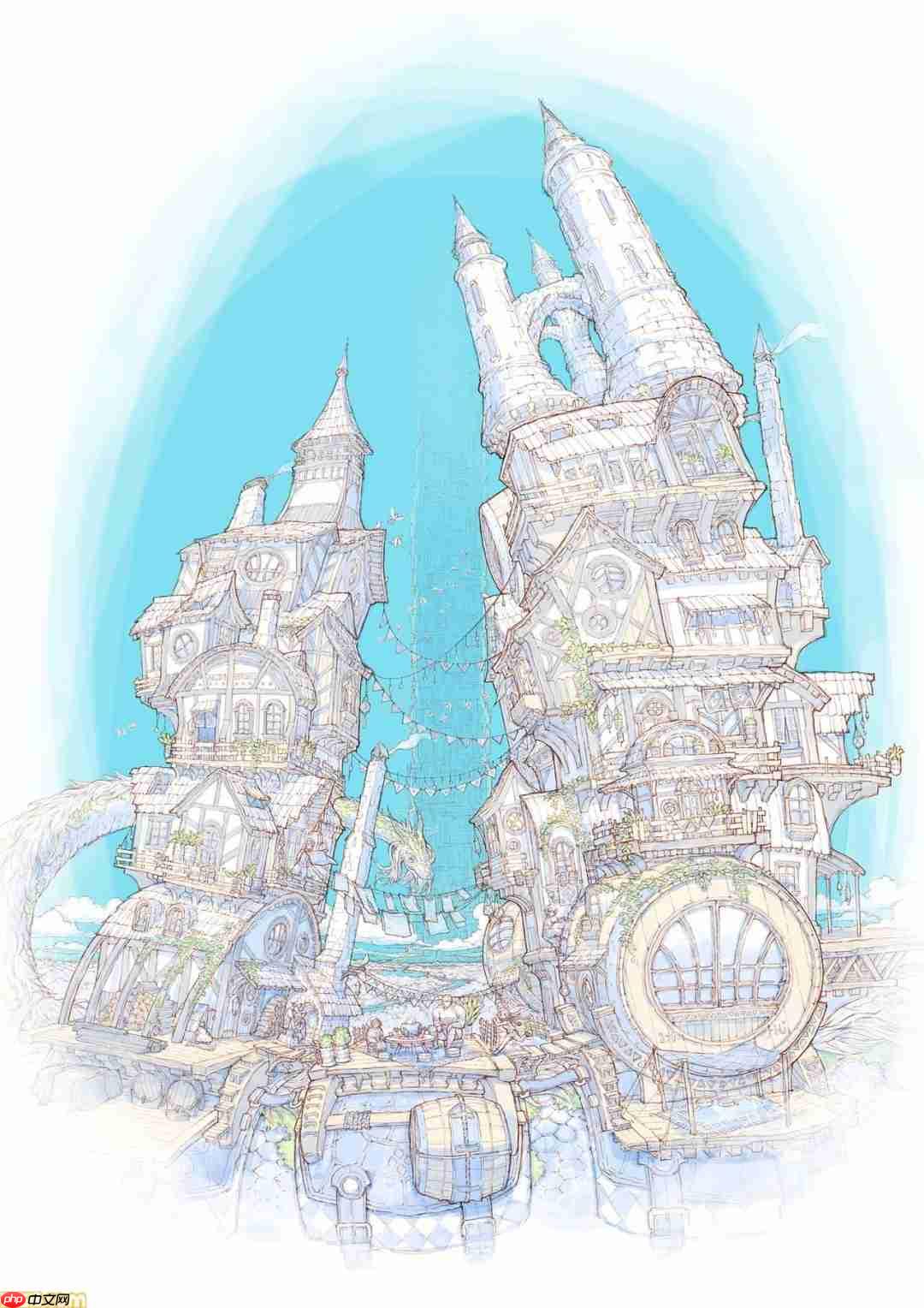 Falcom《屠龙剑》新作首张概念图公开：巨龙、家园、高塔