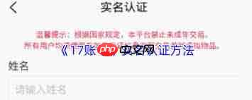 17账号如何进行实名认证