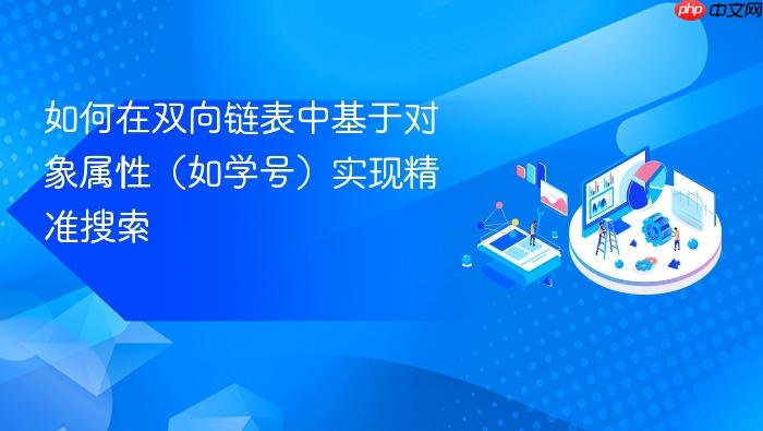 如何在双向链表中基于对象属性(如学号)实现精准搜索