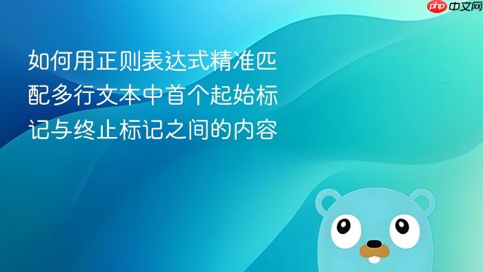 如何用正则表达式精准匹配多行文本中首个起始标记与终止标记之间的内容