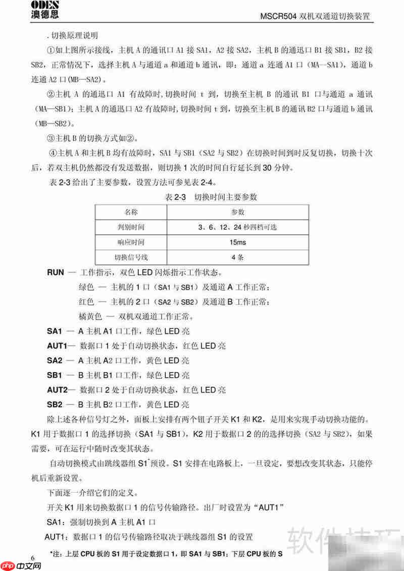 澳德思MSCR504双机切换说明