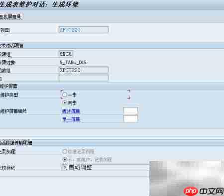SAP数据库表维护配置