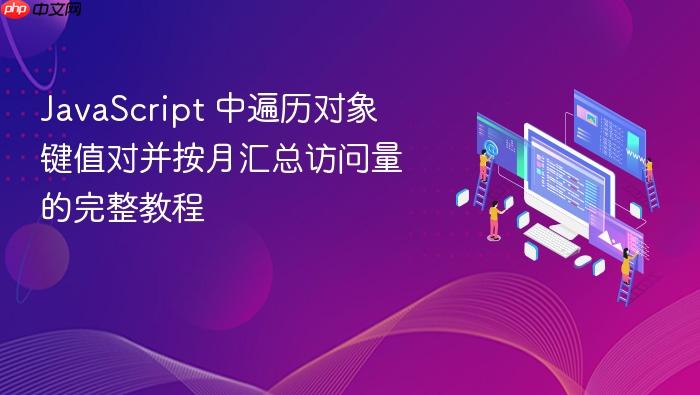 JavaScript 中遍历对象键值对并按月汇总访问量的完整教程
