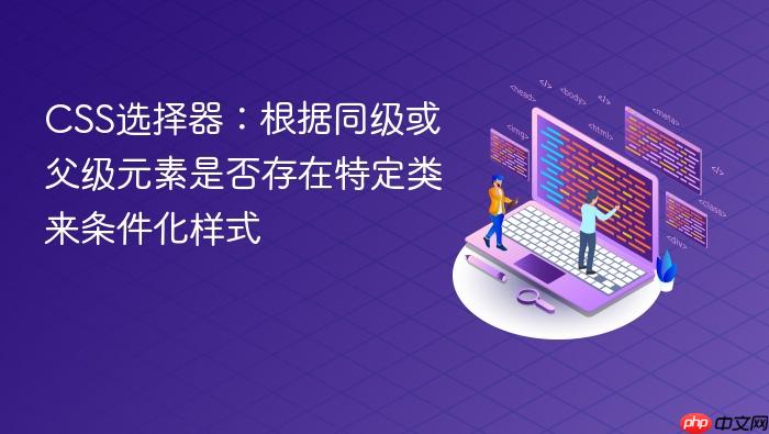 CSS选择器:根据同级或父级元素是否存在特定类来条件化样式