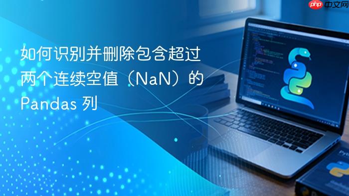 如何识别并删除包含超过两个连续空值（NaN）的 Pandas 列
