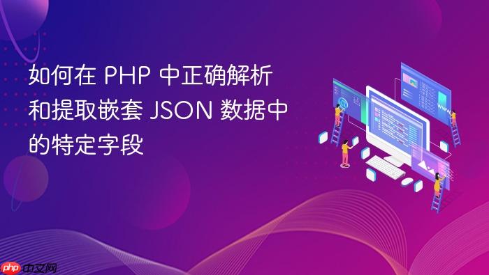 如何在 PHP 中正确解析和提取嵌套 JSON 数据中的特定字段