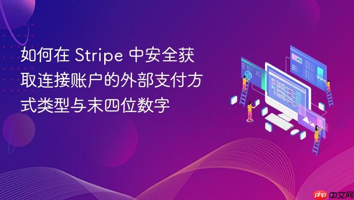 如何在 Stripe 中安全获取连接账户的外部支付方式类型与末四位数字