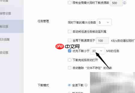 迅雷小文件优先下载设置