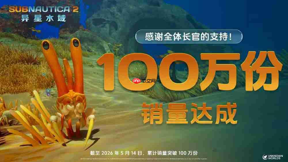 《subnautica 2:异星水域》抢先体验上线,全球销量已突破100万