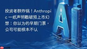 投资者群炸锅!anthropic 一纸声明戳破预上市幻想:你以为的早期门票,公司可能根本不认