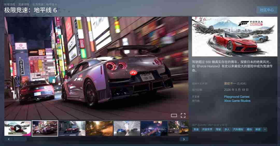 《极限竞速:地平线6》Steam在线峰值超20万