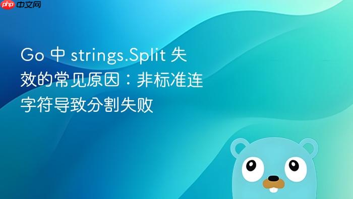 Go 中 strings.Split 失效的常见原因:非标准连字符导致分割失败