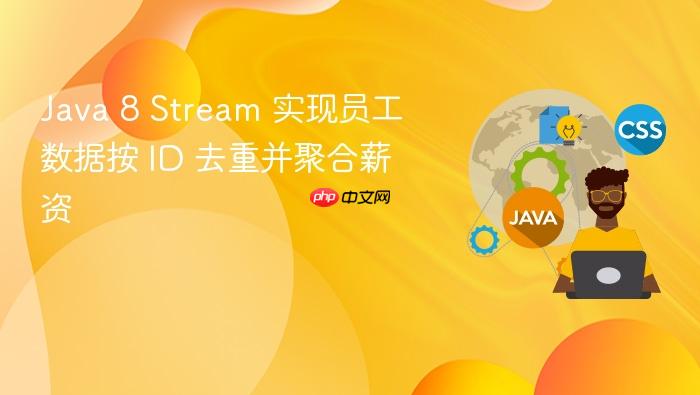 Java 8 Stream 实现员工数据按 ID 去重并聚合薪资