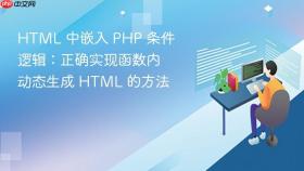 HTML 中嵌入 PHP 条件逻辑：正确实现函数内动态生成 HTML 的方法
